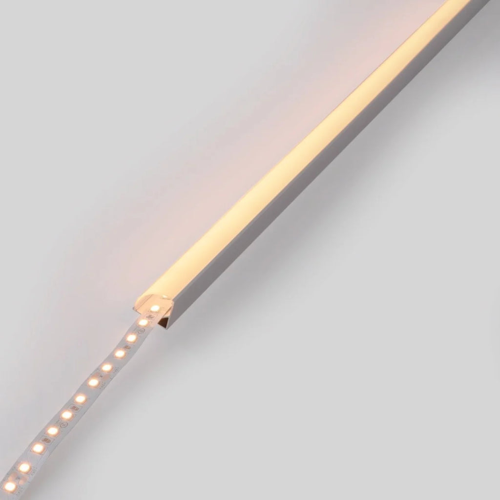 Perfil de aluminio de superficie para esquinas - Con difusor - Kit completo - 16x16mm - Tira LED hasta 10mm - 2 metros