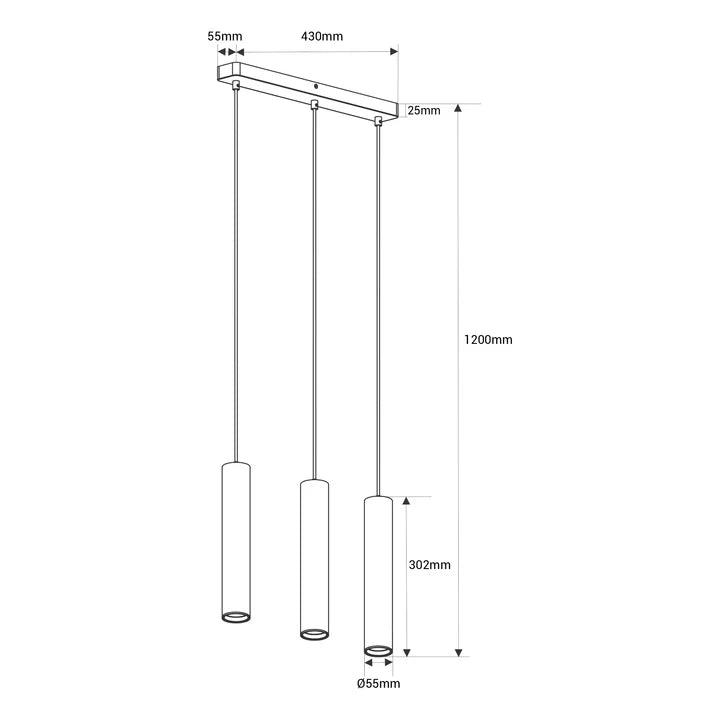 Lámpara colgante triple minimalista "Bila 3" - GU10