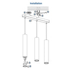 Lámpara colgante triple minimalista "Bila 3" - GU10
