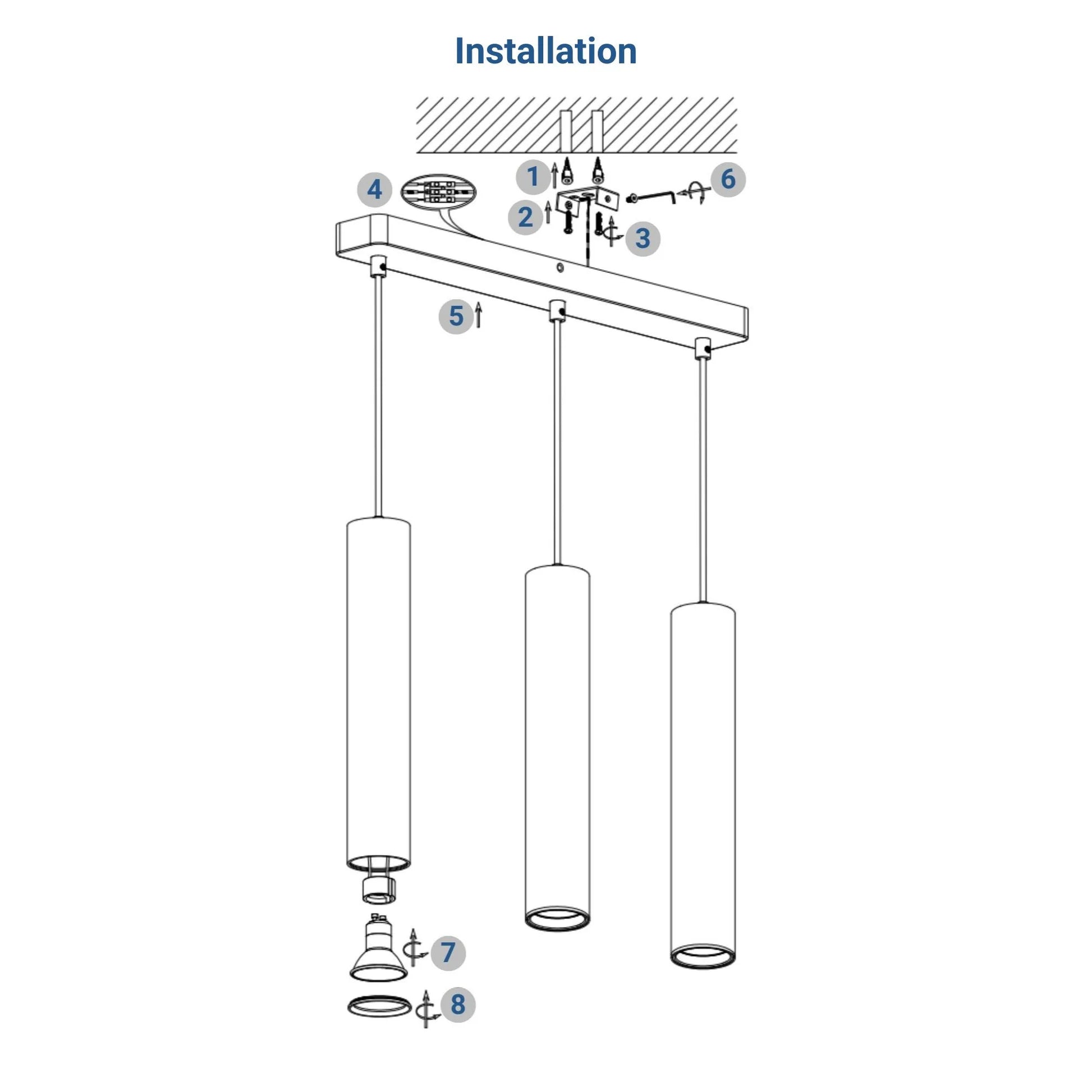 Lámpara colgante triple minimalista "Bila 3" - GU10