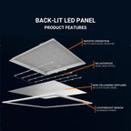 Panel LED empotrable Backlit 60x60cm - 40W - 100lm/W - Driver flicker free - UGR19 - IP40