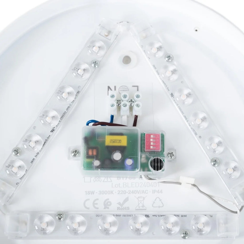 Plafón LED techo 18W - Sensor de sonido + sensor crepuscular - IP44 - Ø26 cm
