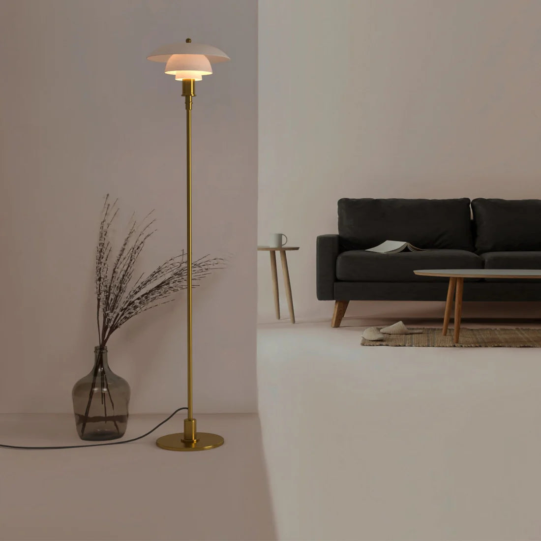 Lámpara de pie de diseño "Marshal" - Pantalla cristal - E27