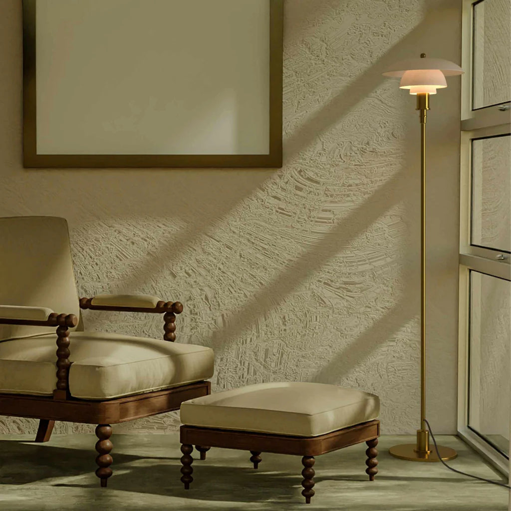 Lámpara de pie de diseño "Marshal" - Pantalla cristal - E27