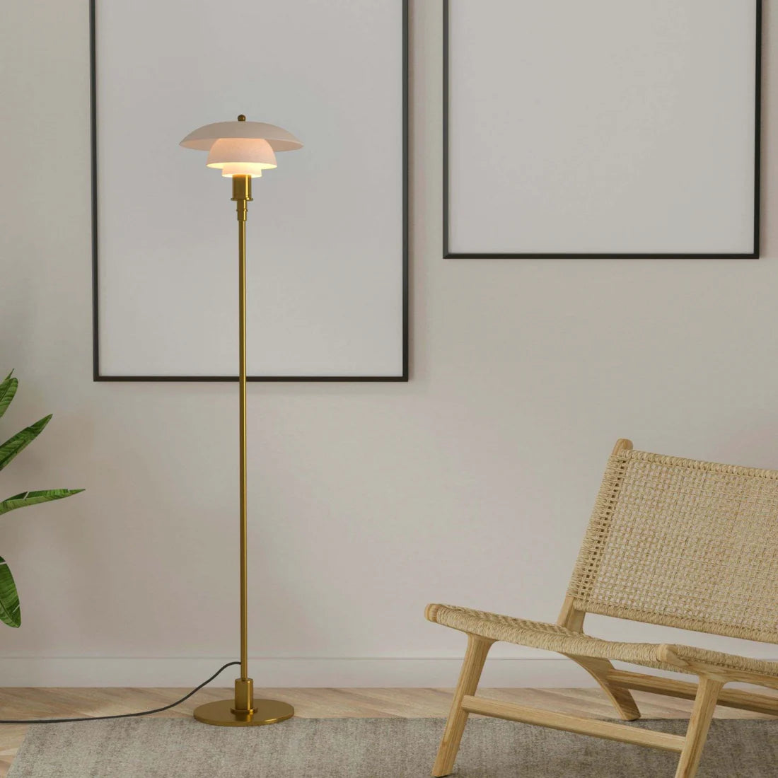 Lámpara de pie de diseño "Marshal" - Pantalla cristal - E27