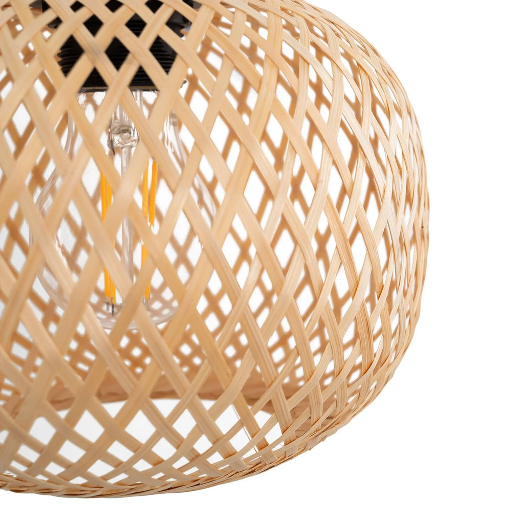 Aplique de Pared de Mimbre y Madera "Phuket" | Con Cable y Enchufe - E27