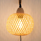 Aplique de Pared de Mimbre y Madera "Phuket" | Con Cable y Enchufe - E27