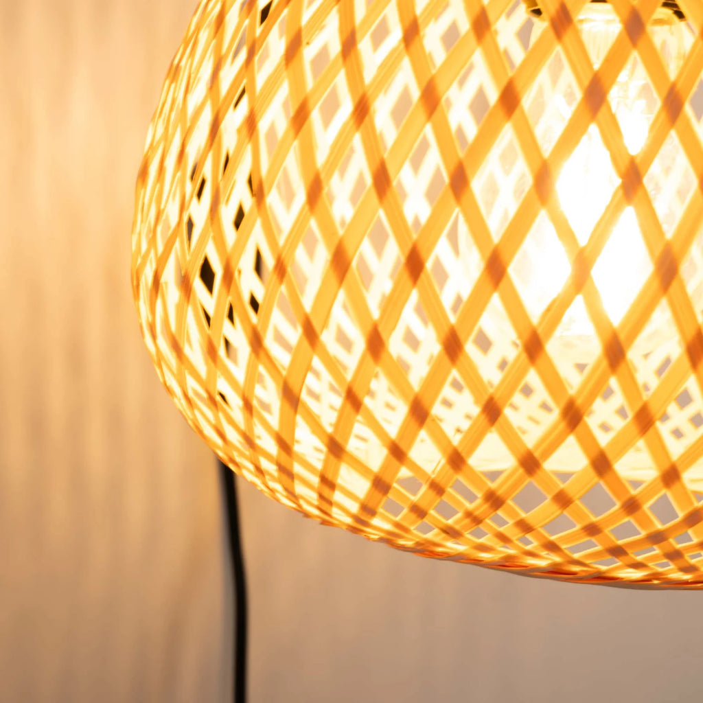 Aplique de Pared de Mimbre y Madera "Phuket" | Con Cable y Enchufe - E27