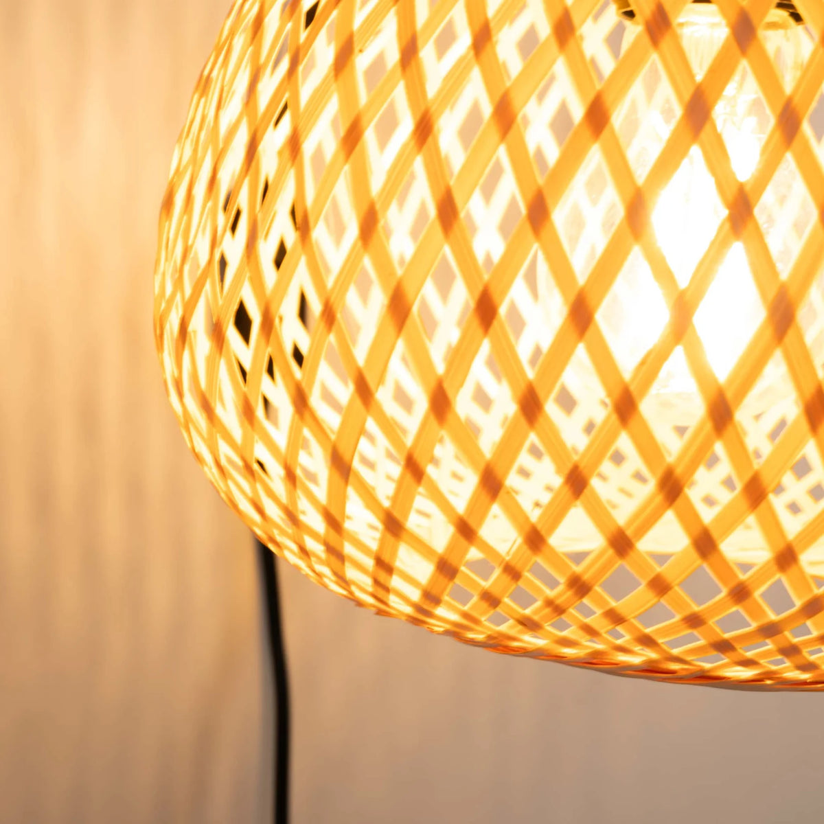 Aplique de Pared de Mimbre y Madera "Phuket" | Con Cable y Enchufe - E27