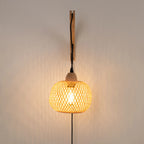 Aplique de Pared de Mimbre y Madera "Phuket" | Con Cable y Enchufe - E27