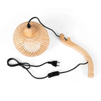 Aplique de Pared de Mimbre y Madera "Phuket" | Con Cable y Enchufe - E27