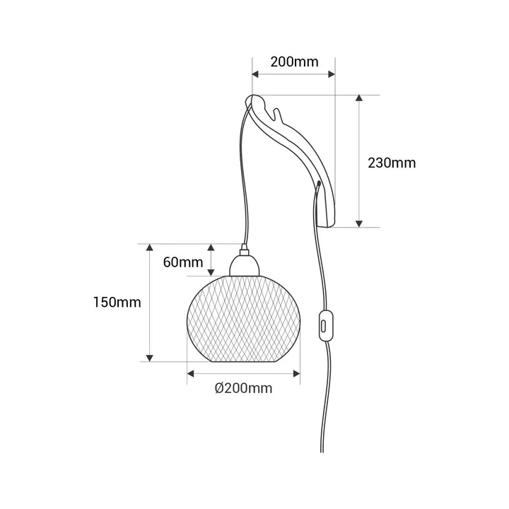 Aplique de Pared de Mimbre y Madera "Phuket" | Con Cable y Enchufe - E27
