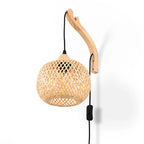 Aplique de Pared de Mimbre y Madera "Phuket" | Con Cable y Enchufe - E27