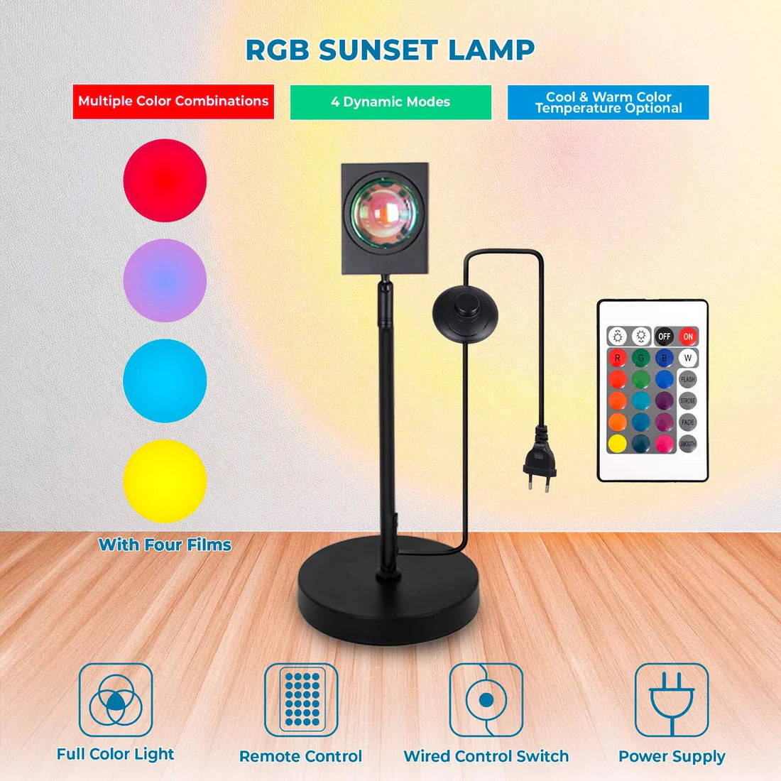 Lámpara de pie "PACK" 6W- RGBW - Sunset Lamp