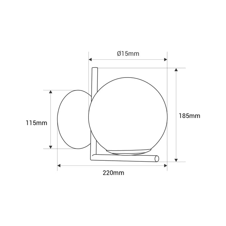 Aplique de pared bola cristal "ATOM" - E27 - Ø 15cm