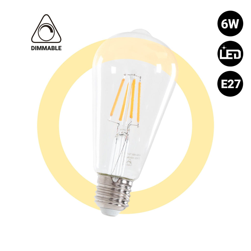 Bombilla LED Vintage Filamento - E27 ST64 - 6W - Regulable