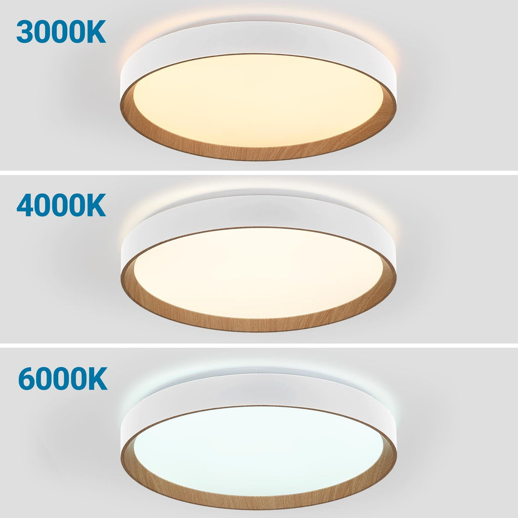 Lámpara de techo LED CCT tipo plafón - 36W - Efecto madera - Ø50cm (1)
