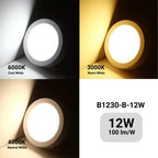 Plafón LED redondo de superficie - 12W - Alta Eficiencia