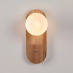 Aplique de pared bola cristal "SOMA" con interruptor - E27 G45 - Madera clara
