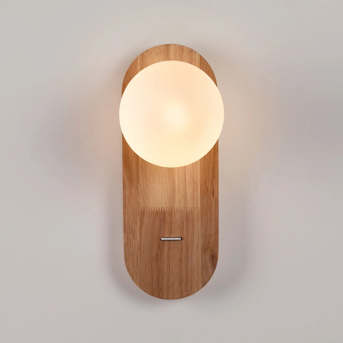 Aplique de pared bola cristal "SOMA" con interruptor - E27 G45 - Madera clara