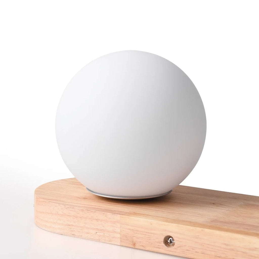 Aplique de pared bola cristal "SOMA" con interruptor - E27 G45 - Madera clara