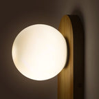 Aplique de pared bola cristal "SOMA" con interruptor - E27 G45 - Madera clara