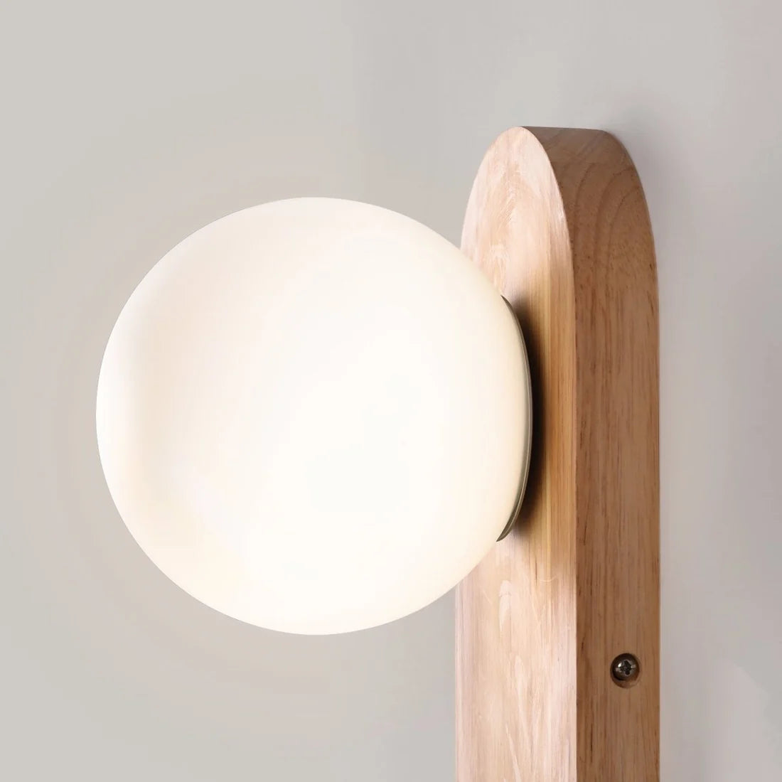 Aplique de pared bola cristal "SOMA" con interruptor - E27 G45 - Madera clara