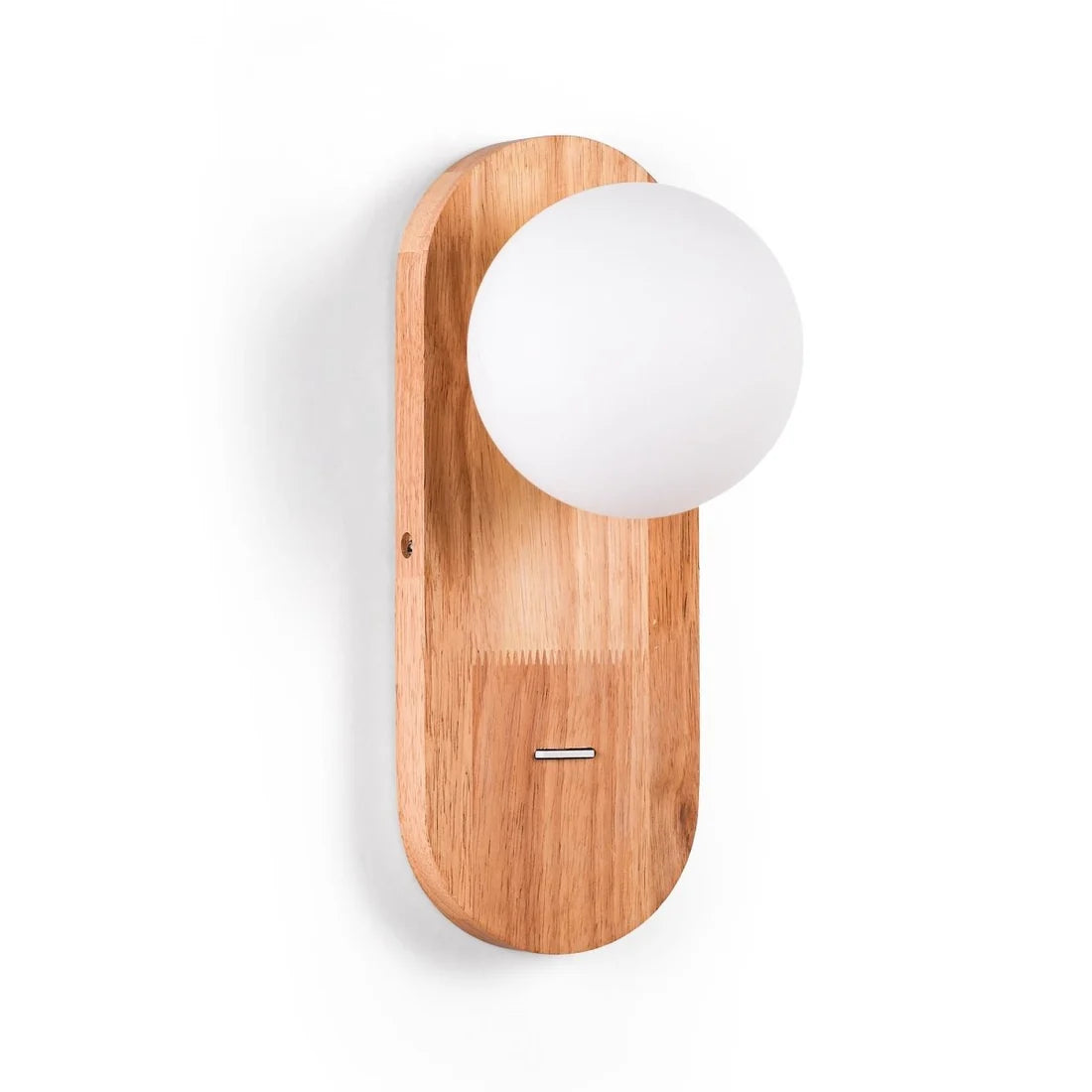 Aplique de pared bola cristal "SOMA" con interruptor - E27 G45 - Madera clara