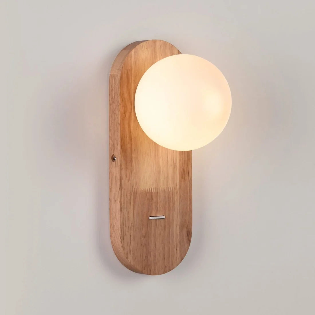 Aplique de pared bola cristal "SOMA" con interruptor - E27 G45 - Madera clara