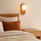 Aplique de pared bola cristal "SOMA" con interruptor - E27 G45 - Madera clara