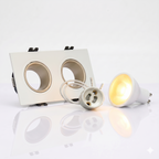 Kit downlight cuadrado basculante doble Bajo UGR + Portalámpara + Bombilla GU10