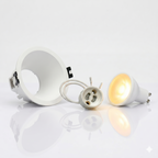 Kit aro downlight empotrable redondo Bajo UGR + Portalámpara + Bombilla GU10