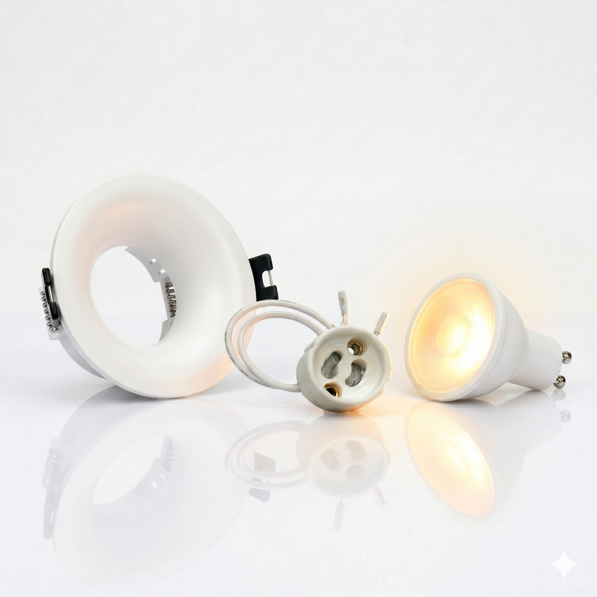 Kit aro downlight circular para bombilla GU10 + Portalámparas + Bombilla GU10
