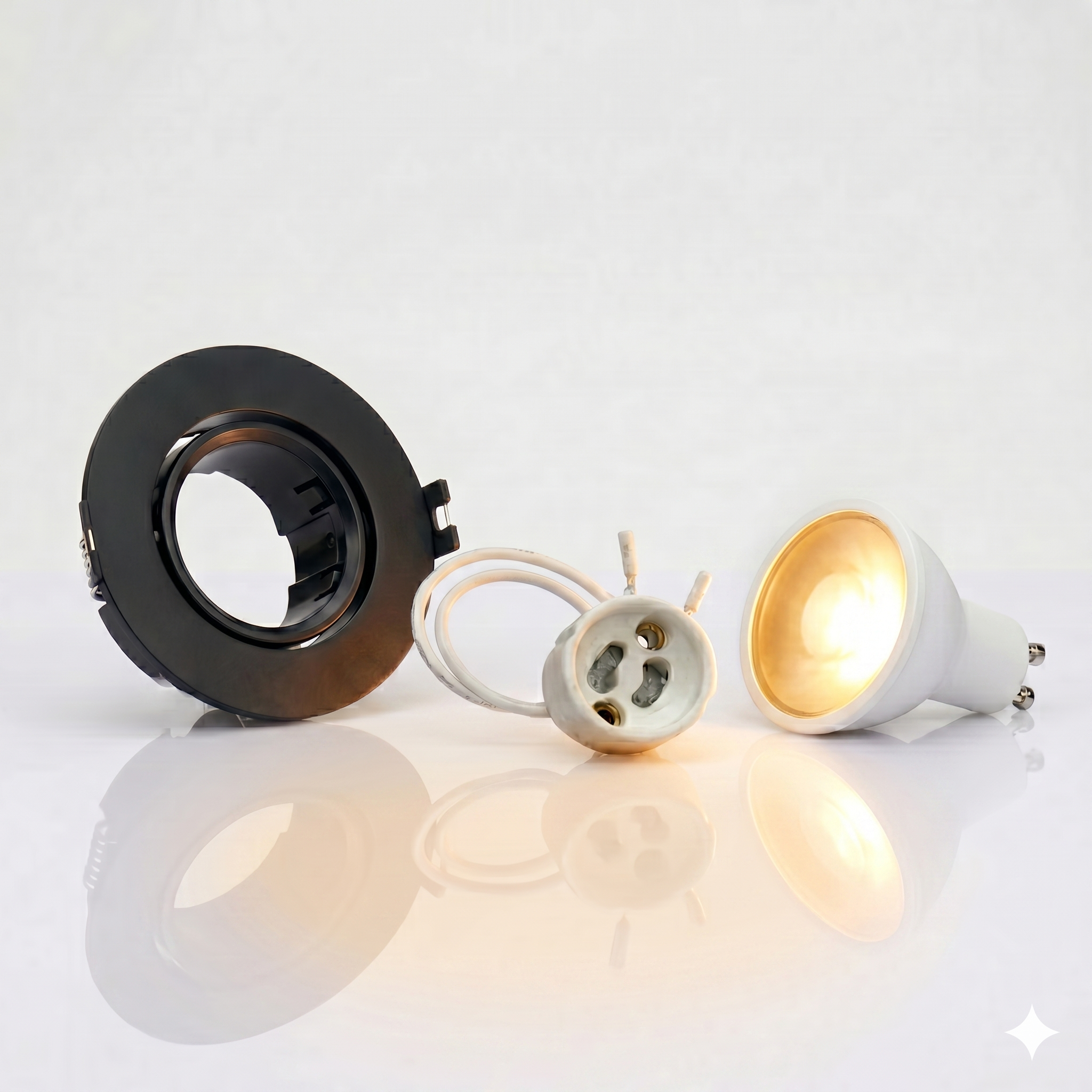 Kit spot circular basculante GU10 Corte Ø75 mm + Portalámparas + Bombilla GU10
