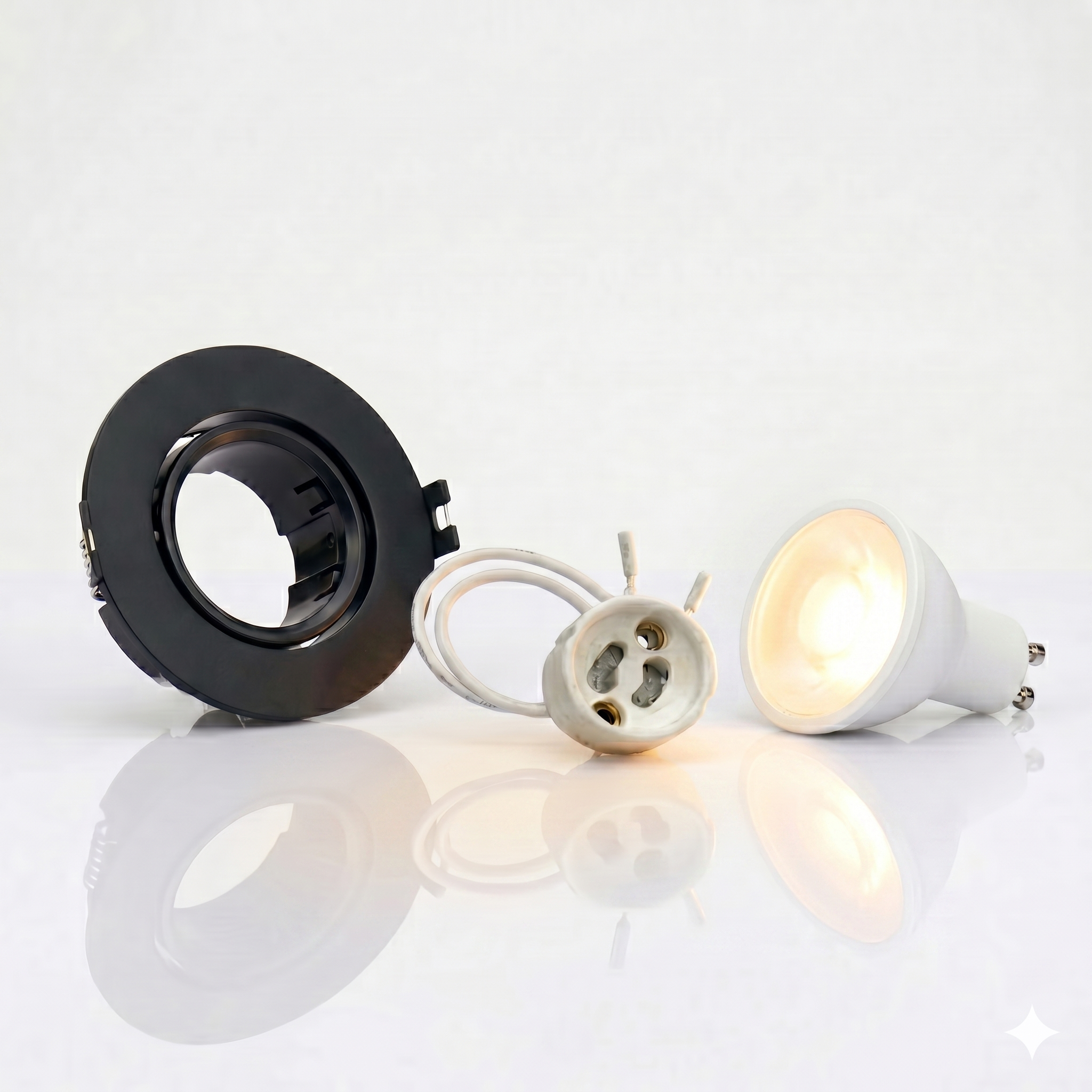Kit spot circular basculante GU10 Corte Ø75 mm + Portalámparas + Bombilla GU10