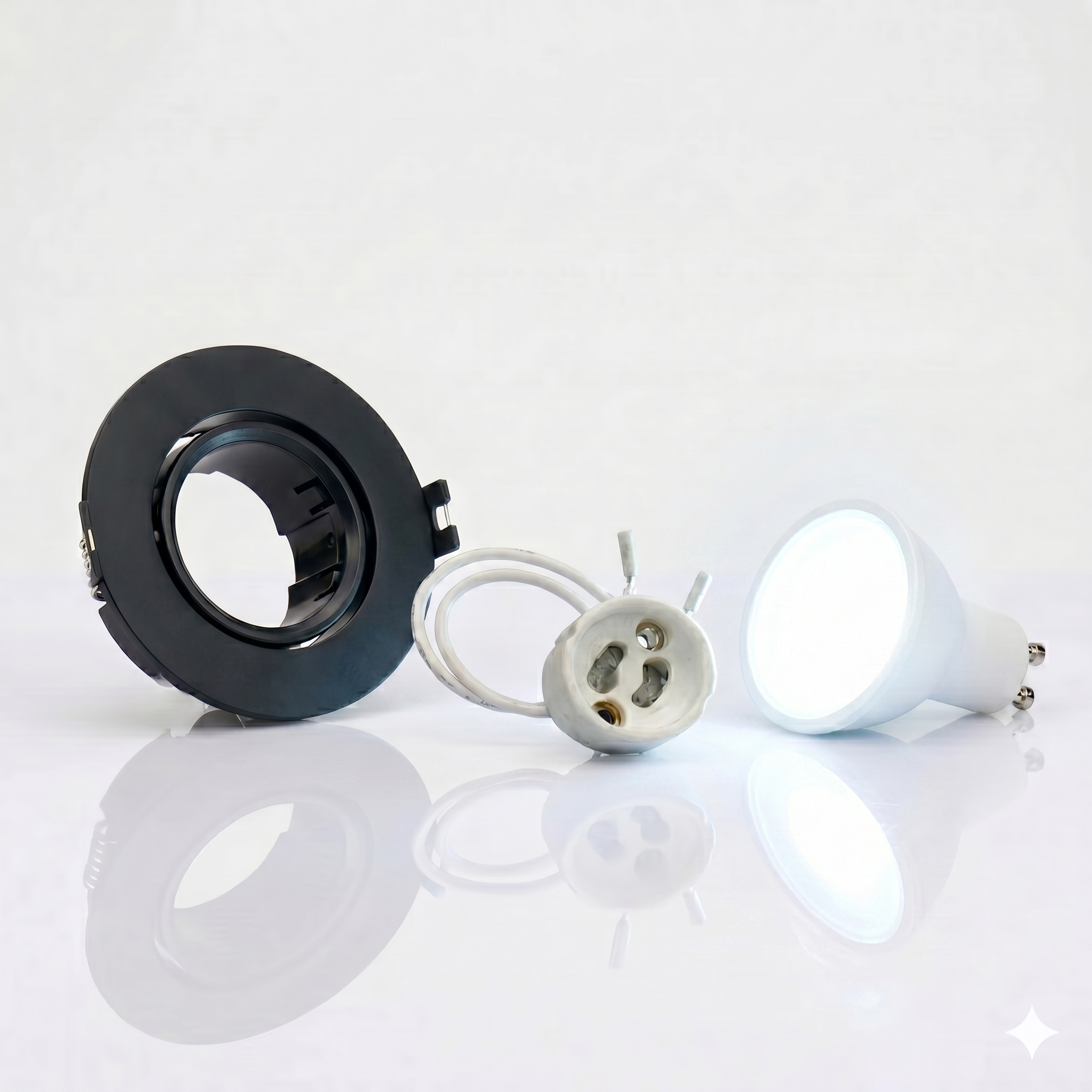 Kit spot circular basculante GU10 Corte Ø75 mm + Portalámparas + Bombilla GU10