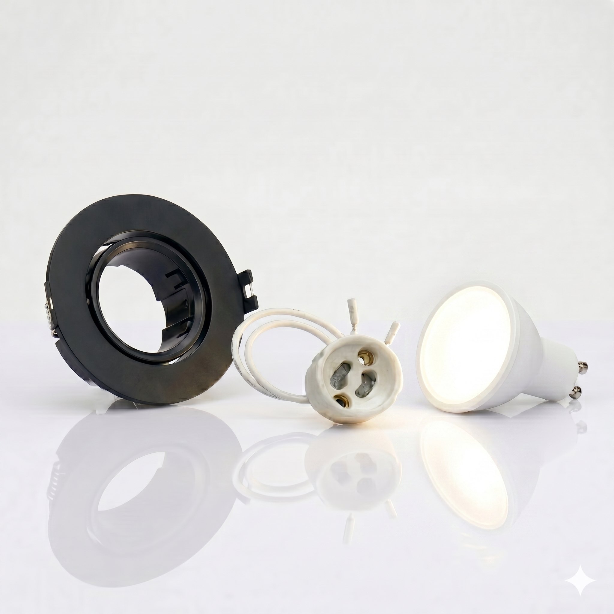 Kit spot circular basculante GU10 Corte Ø75 mm + Portalámparas + Bombilla GU10