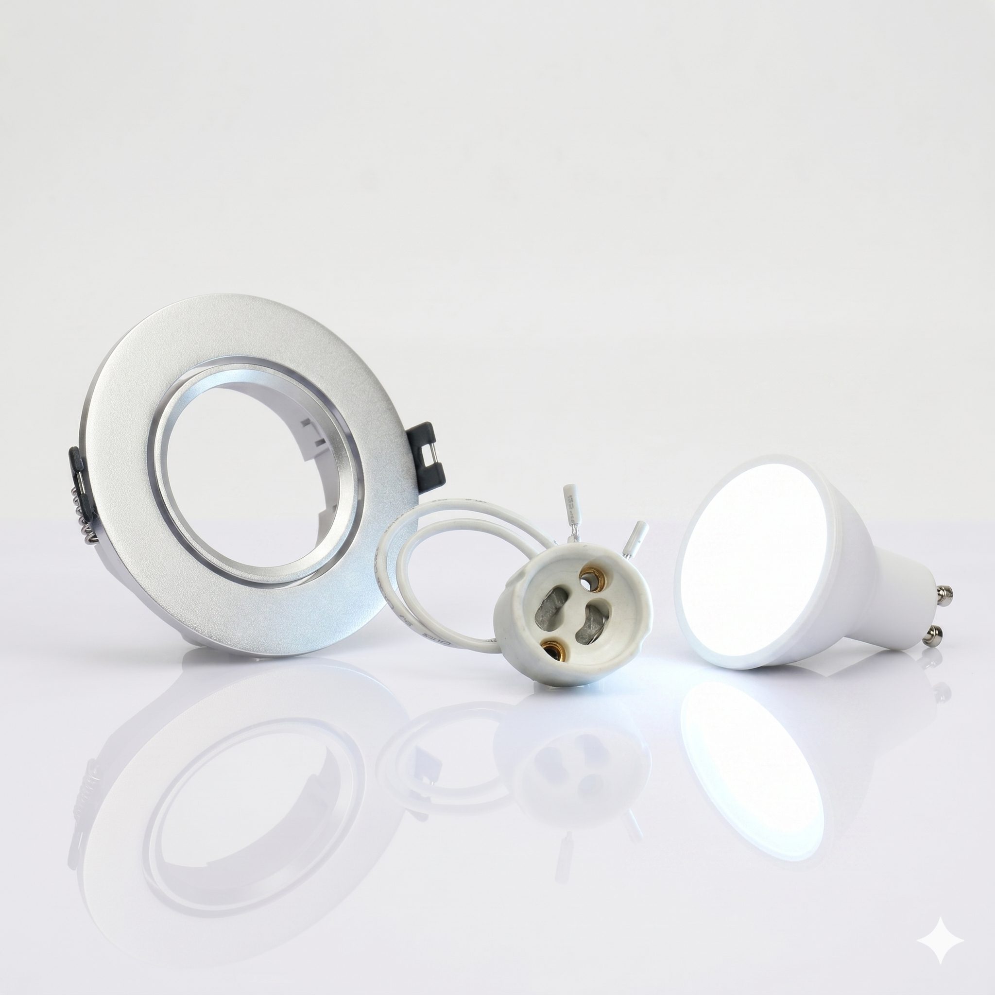 Kit spot circular basculante GU10 Corte Ø75 mm + Portalámparas + Bombilla GU10