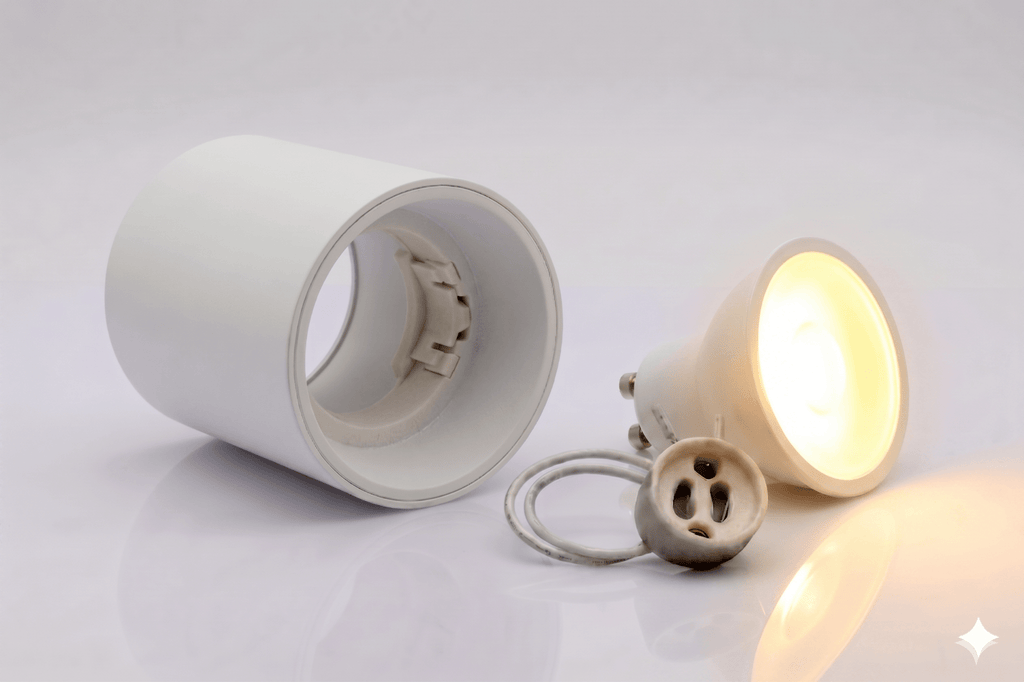 Kit Spot de superficie tubular Bajo UGR + Portalámparas + Bombilla GU10 - Corte Ø85 mm - Barcelona LED Argentina