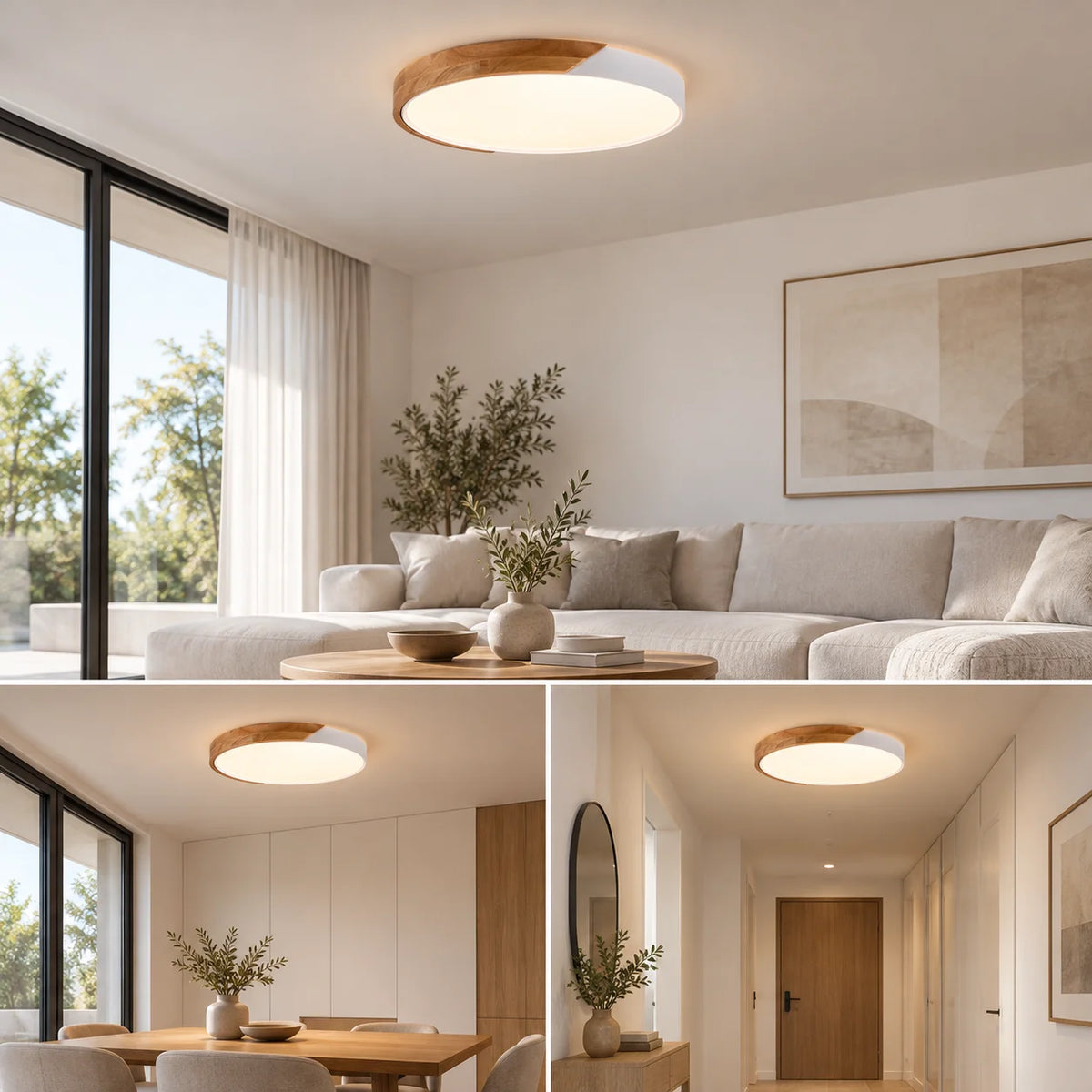 Plafón LED techo CCT 36W - Madera y Policarbonato- ø50cm - IP22