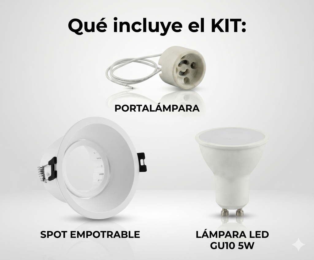 Kit Spot embutido circular de bajo UGR + Portalámparas + Bombilla GU10