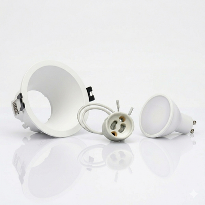 Kit aro downlight empotrable redondo Bajo UGR + Portalámpara + Bombilla GU10
