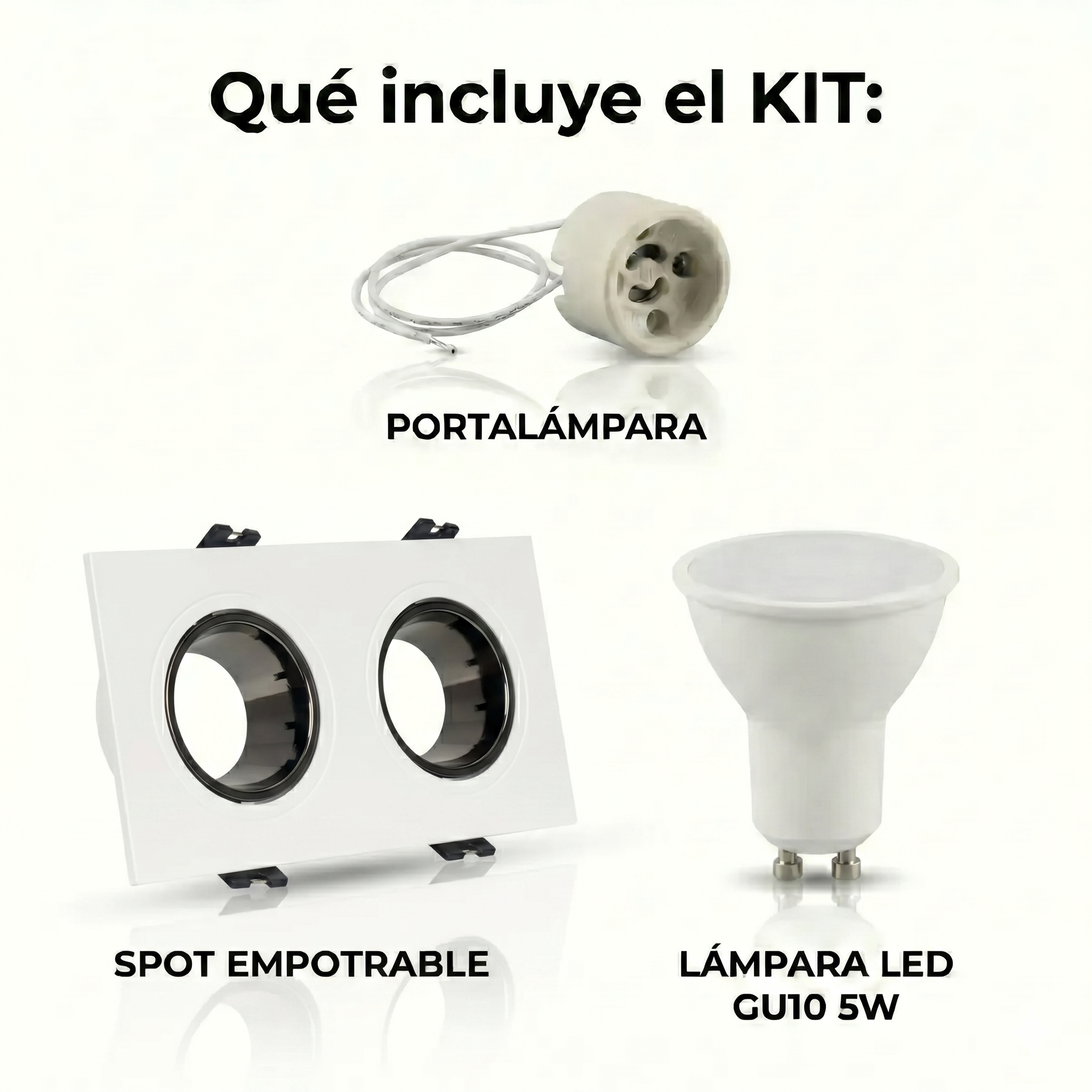 Kit downlight cuadrado basculante doble Bajo UGR + Portalámpara + Bombilla GU10