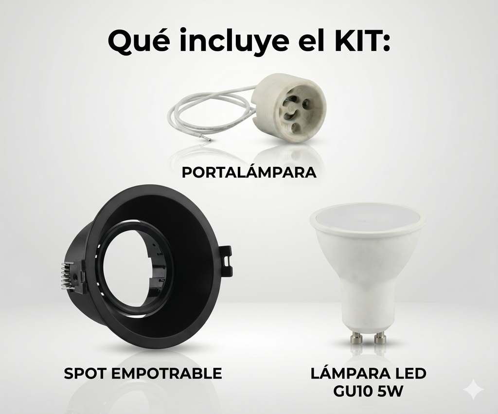 Kit Spot embutido circular de bajo UGR + Portalámparas + Bombilla GU10