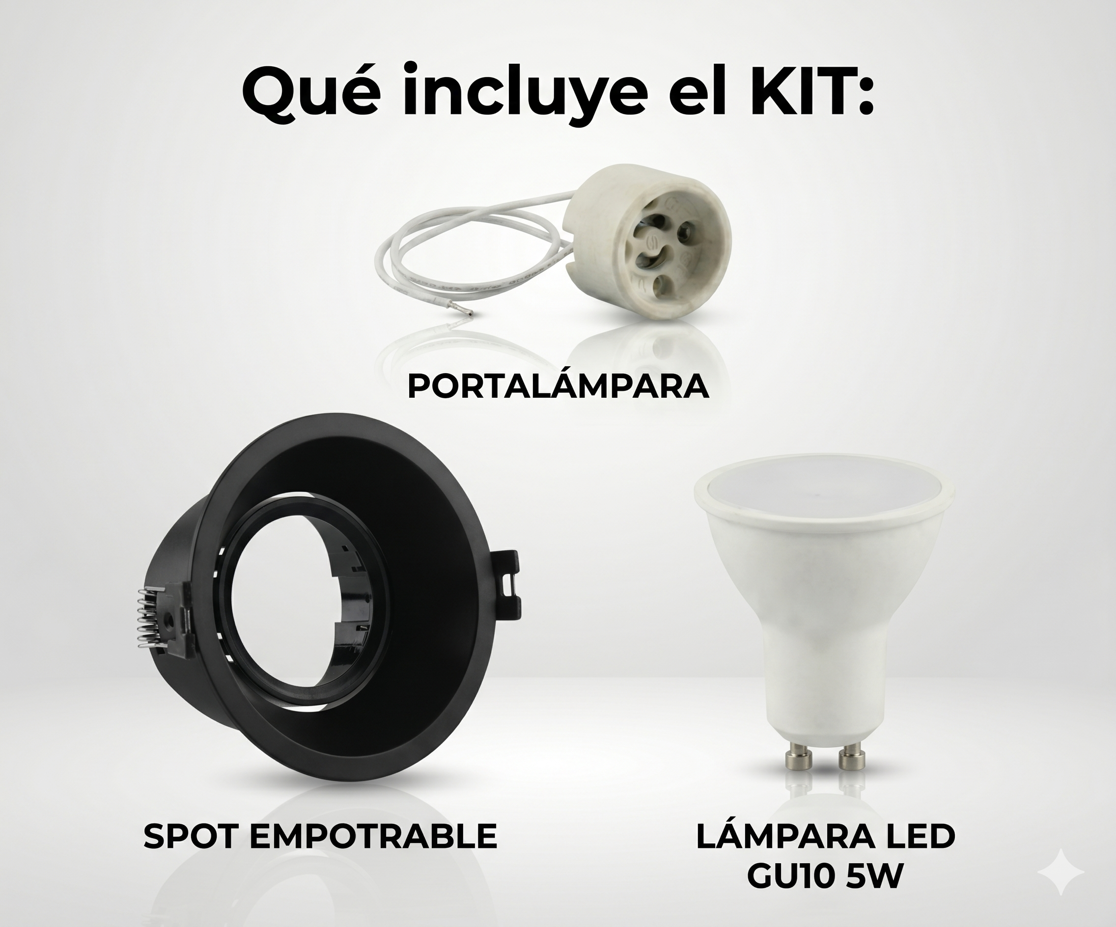 Kit Spot embutido circular de bajo UGR + Portalámparas + Bombilla GU10