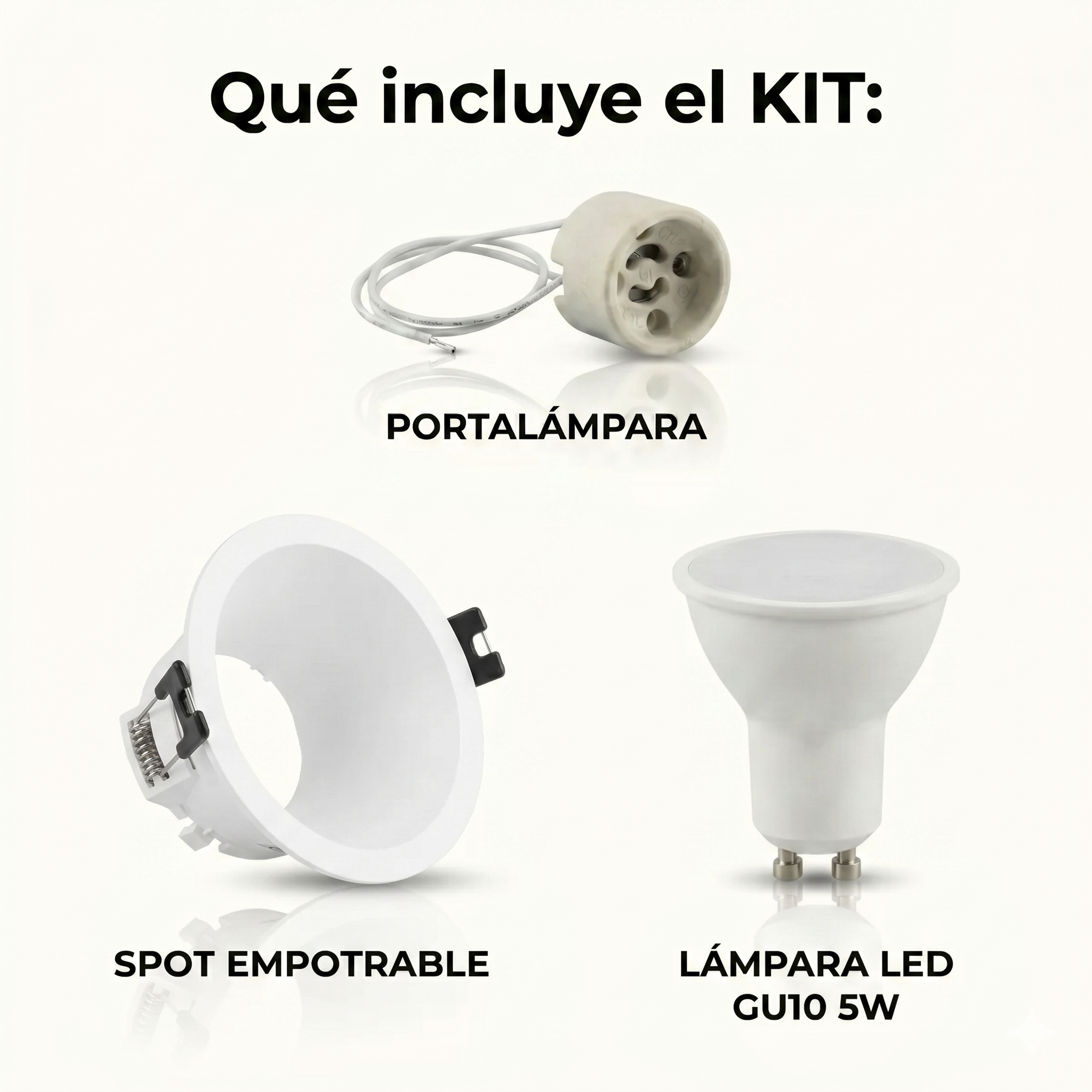 Kit aro downlight empotrable redondo Bajo UGR + Portalámpara + Bombilla GU10