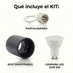Kit Spot de superficie tubular Bajo UGR + Portalámparas + Bombilla GU10 - Corte Ø85 mm