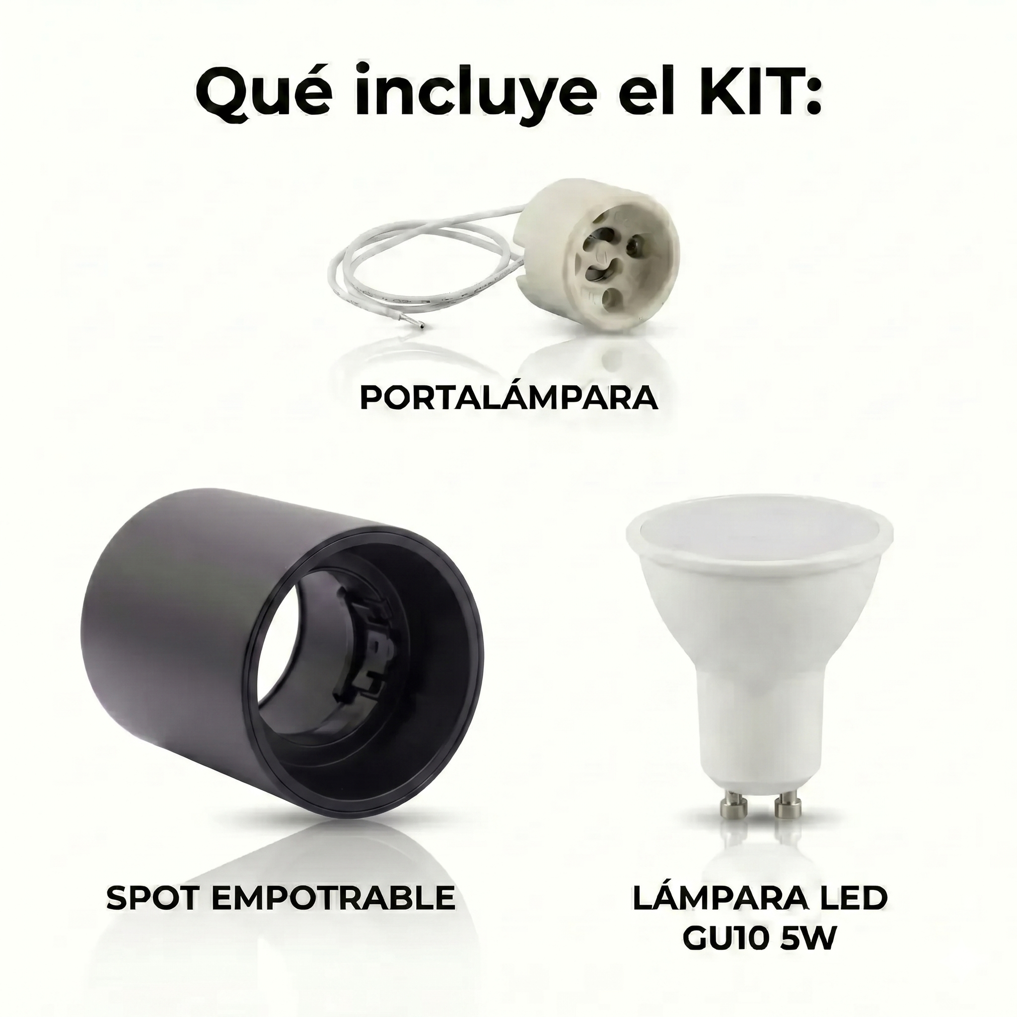 Kit Spot de superficie tubular Bajo UGR + Portalámparas + Bombilla GU10 - Corte Ø85 mm