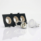 Kit downlight cuadrado basculante triple Bajo UGR + Portalámpara + Bombilla GU10