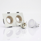 Kit downlight cuadrado basculante doble Bajo UGR + Portalámpara + Bombilla GU10